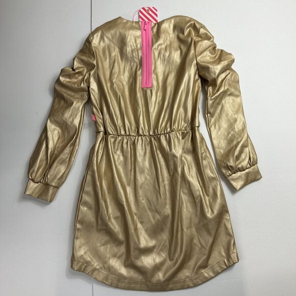 New! Billieblush Gold Faux Leather Dress - Picture 7 of 7